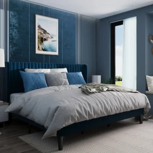 LAPIS – Navy Blue Wing back King Size Bed