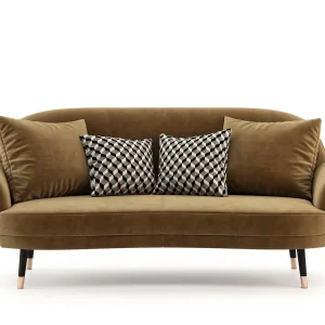 Two Seater Sofa Brown Curved Style