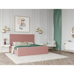 RUBY – Pink Channel Tufted King Size Bed